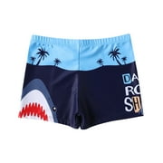 WERYOUNG Boys Girls Swim Shorts Summer New Fashion Cartoon Animal Printed Elastic Waist Stretch Swim Trunks Boys Leisure Beach Pool Shorts,Blue,L
